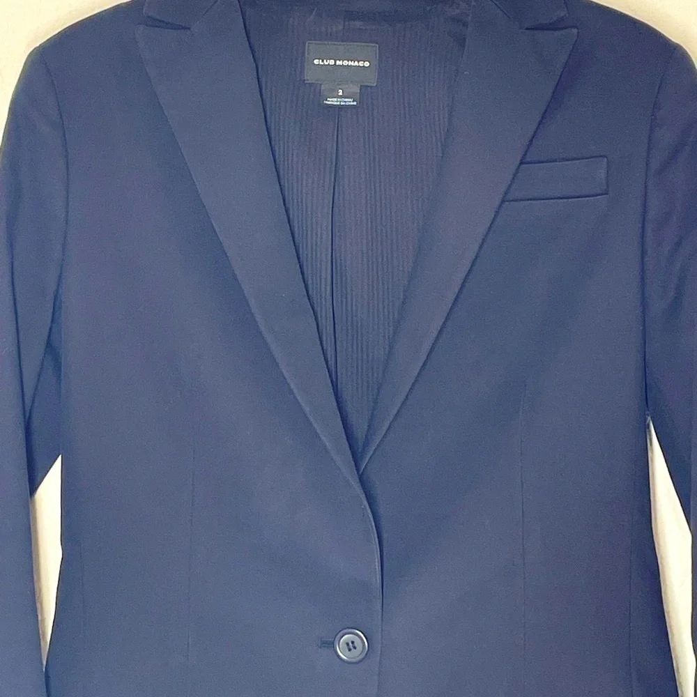 Club Monaco blazer black sz 2 stretch cotton spandex blend